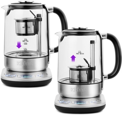 Чайник электрический Kitfort KT-6116 1.7л. 2200Вт нержавеющая сталь/черный (корпус: стекло)