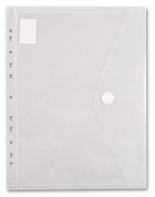 Конверт на кнопке Бюрократ -PK880CLEAR/1 A4 с перфорац. по длинной стороне пластик 0.18мм прозрачный