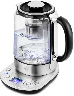 Чайник электрический Kitfort KT-6116 1.7л. 2200Вт нержавеющая сталь/черный (корпус: стекло)