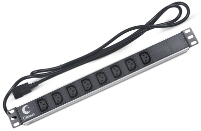 Блок розеток Cabeus PDU-8I-2IEC Блок розеток для 19" шкафов, горизонтальный, 8 розеток IEC 320 C13, 10 A, без выключателя, алюминиевый корпус, шнур 2 м, вилка IEC 320 C14 (PDU-8I-2IEC)