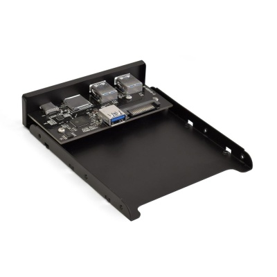 Планка USB на переднюю панель ExeGate U3H-621 > 3,5", 2*USB3.0+1*TypeC+1*SD+TF card, черная, металл, подсоединение к мат. плате (117198)