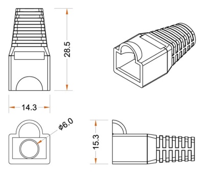 Колпачок Hyperline (BOOT-YL-10) жёлтый (упак.:10шт)