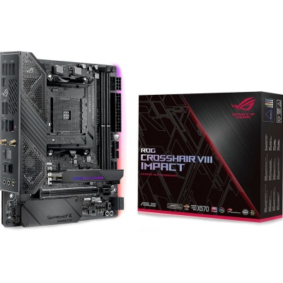 Материнская плата ASUS ROG CROSSHAIR VIII IMPACT, Socket AM4, X570, 2*DDR4, SATA3 + RAID, Audio, Gb LAN, USB 3.2*15, USB 2.0*2, mDTX ; 90MB11Q0-M0EAY0 (ROG CROSSHAIR VIII IMPACT)