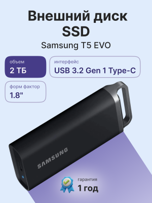 Внешний HDD/SSD Samsung Electronics Samsung External SSD T5 EVO (MU-PH2T0S/WW)