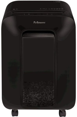 Шредер Fellowes PowerShred LX200 черный (секр.P-4)/перекрестный/12лист./22лтр./скрепки/скобы/пл.карты
