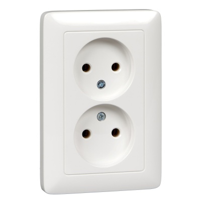 Systeme electric RS16-235-B ХИТ С/У РОЗЕТКА двойная без заземления без шторок 16А, 250В, БЕЛЫЙ. Россия