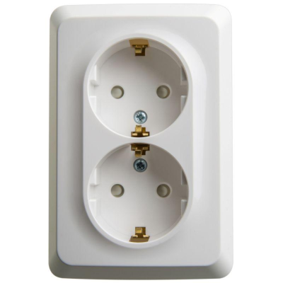 Systeme electric PA16-108B ЭТЮД O/У двойная угловая РОЗЕТКА с заземлением со шторками 16А, БЕЛЫЙ, Россия