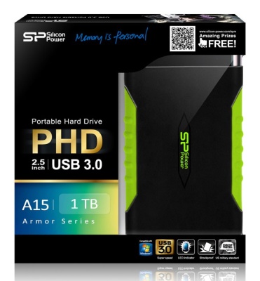 Жесткий диск Silicon Power USB 3.0 1Tb SP010TBPHDA15S3K A15 SP010TBPHDA15S3K Armor 2.5" черный