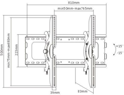 Кронштейн для телевизора Ultramounts UM 843T черный 37"-75" макс.75кг настенный поворот и наклон