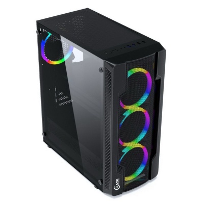 Powercase CMIXB-L4 Корпус Mistral X4 Mesh LED, Tempered Glass, 4x 120mm fan, чёрный, ATX  (CMIXB-L4)
