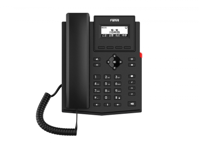 Телефон Fanvil IP , 2xEthernet 10/100/1000, LCD 128x48, дисплей 2,3, 2 аккаунта SIP, G722, Opus, Ipv-6, порт для гарнитуры, книга на 1000 записей, 6-ти сторонняя аудиконф., WI-FI, POE, бп (X301W)