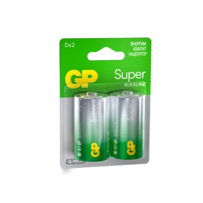 Алкалиновые батарейки GP Super Alkaline G-Tech 13А типоразмера D - 2 шт. на блистере (2 шт.)