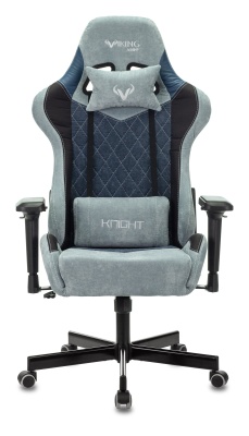 Кресло игровое Бюрократ VIKING 7 KNIGHT Fabric синий текстиль/эко.кожа с подголов. крестовина металл