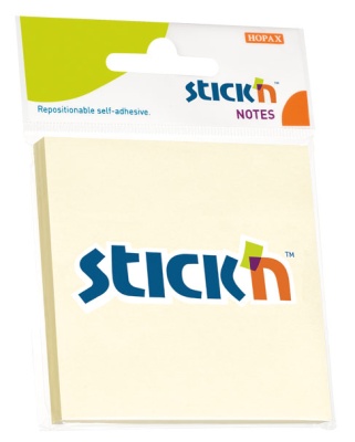 Блок самоклеящийся бумажный Stick`n 21198 76x76мм 100лист. 70г/м2 пастель желтый европодвес
