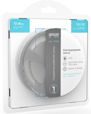 Лента светодиод. Gauss Basic 3м (BT038)