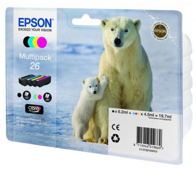 Картридж струйный Epson T2616 C13T26164010 4цв. набор для Epson XP-600/700/800