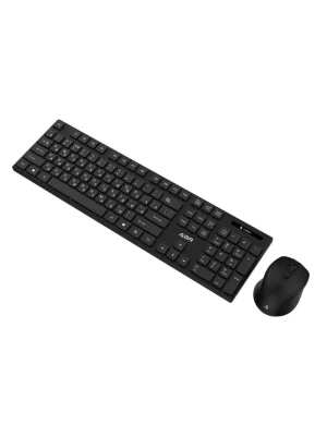 Клавиатура и мышь ABR KW814 черный, интерфейс USB, беспроводной, 2.4G, RU/EN