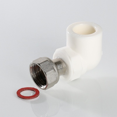 Угольник 20x1/2' с накидной гайкой, полипропиленовый, белый