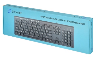 Клавиатура Оклик 480M черный/черный USB slim Multimedia