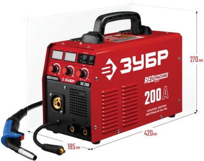 Сварочный полуавтомат Зубр ПС-200 инвертор MIG-MAG/ММА DC 6.4кВт