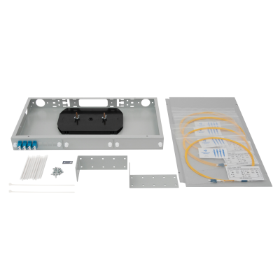 Кросс оптический 19" (ШКОС) укомплектованный на 8 LC портов (комплект с розетками и пигтейлами)