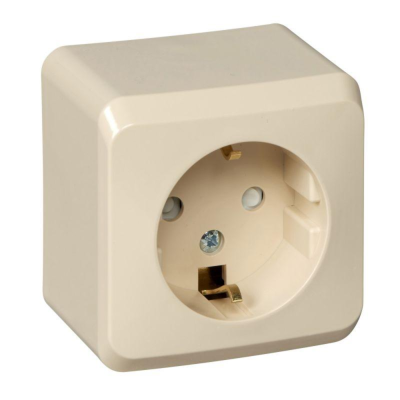 Systeme electric PA16-004K ЭТЮД О/У РОЗЕТКА с заземлением со шторками 16А 250B, КРЕМОВЫЙ, Россия