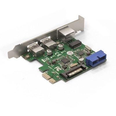 Exegate EX290278RUS Контроллер ExeGate EXE-362 PCI-E 2.0, 2*USB3.0 ext + 1*USB3.0 int + LAN UTP 1000Mbps, разъем доп.питания (OEM)