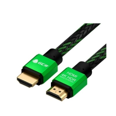 GCR Кабель 0.3m HDMI версия 2.0, HDR 4:2:2, Ultra HD, 4K 60 fps 60Hz/5K*30Hz, 3D, AUDIO, 18.0 Гбит/с, 28/28 AWG, OD7.8mm, тройной экран, BICOLOR нейлон, AL корпус зеленый, GCR-52288