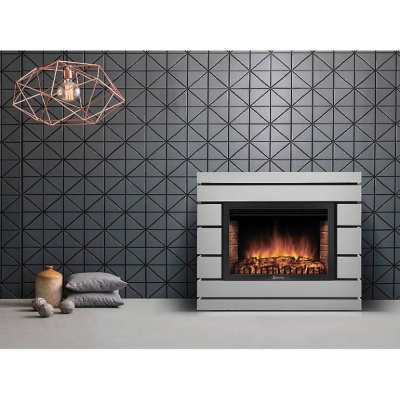 Каминокомплект: Очаг Electrolux EFP/P-2520LS N, портал Moderno 25 шпон белый дуб
