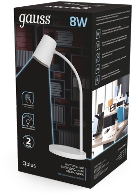 Светильник настольный светодиодный LED 8 Вт 600 Лм 4000К модель GTL603 белый диммируемый Qplus Gauss Gauss GT6031