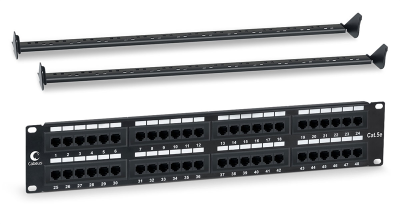 Cabeus PL-48-Cat.5e-Dual IDC Патч-панель 19" (2U), 48 портов RJ-45, категория 5e, Dual IDC, с задним кабельным организатором (PL-48-Cat.5e-Dual)