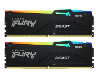 Модуль памяти Kingston 32GB U-DIMM DDR5 , 5600МГц, CL36 (Kit of 2) FURY Beast Black EXPO RGB