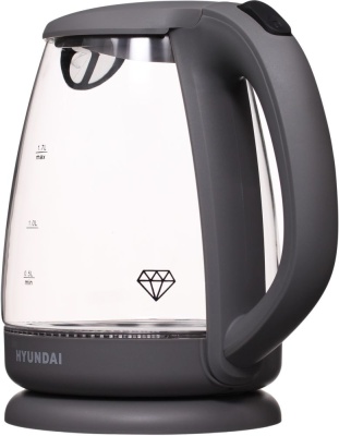 Чайник электрический Hyundai HYK-G1003 1.7л. 2200Вт серый (корпус: стекло)