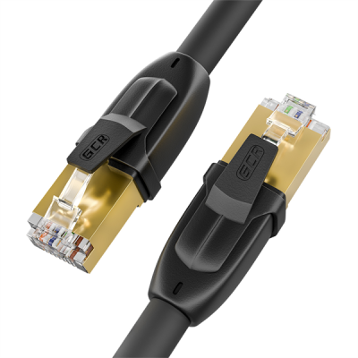 GCR Патч-корд PROF кат.7 ethernet  7.5m F/FTP,  RJ45, CU, 28 AWG, литой, прямой , черный, экранированные коннекторы (GCR-52563)