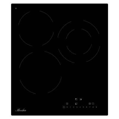 Варочная поверхность MONSHER/ Варочная поверхность MONSHER, Hi-Light, High-Tech, 45 см, 9 уровней мощности, блокировка управления, автоматическое отключение, таймер, слайдерное управление, цвет черный