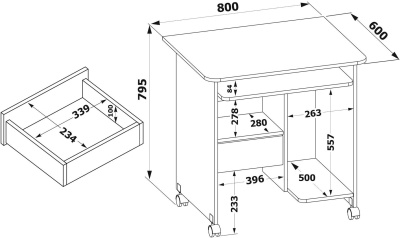 Стол для компьютера Сокол КСТ-10.1 столешница ЛДСП белый (КСТ10.1Б6)