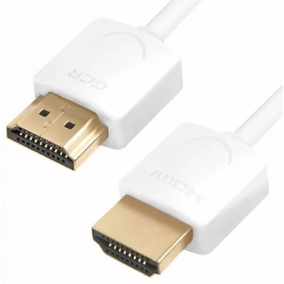GCR Ультратонкий кабель HDMI2.0 для AppleTV, SLIM, 2.0m, белый, OD3.8mm, HDR 4:2:0, Ultra HD, 4K60Hz, 18.0 Гбит/с, 32/32 AWG