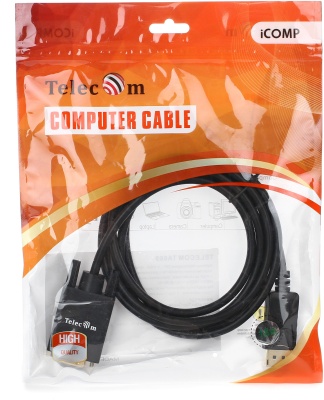 Кабель-переходник DP --> VGA_M/M 1,8м Telecom <TA669-1.8M> VCOM Telecom DP --> VGA_M/M 1,8м (TA669-1.8M)