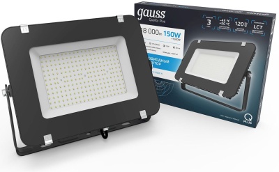 Прожектор уличный Gauss Qplus 613100150 светодиодный 150Вт корп.алюм.черный