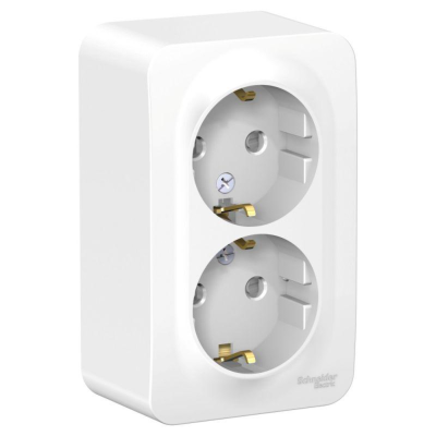 Systeme electric BLNRA011221 BLANCA О/У РОЗЕТКА двойная с заземл. со шторк. МОНТ.ПЛ.,16А, 250В, БЕЛЫЙ