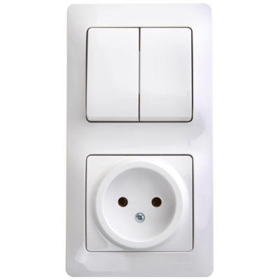 Блок комбинированный Glossa (розетка + 2-кл. выкл.) бел. SE GSL000172