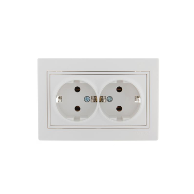 Розетка 2-м СП Mira 16А IP20 с заземл. с бел. вставкой керамика бел. LEZARD 701-0202-127