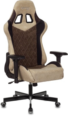 Кресло игровое Бюрократ VIKING 7 KNIGHT Fabric коричневый текстиль/эко.кожа с подголов. крестовина металл