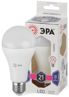 Лампа светодиодная Эра A65-21W-860-E27 21Вт цок.:E27 груша 220B 6000K св.свеч.бел.хол. A65 (упак.:3шт) (Б0035333)