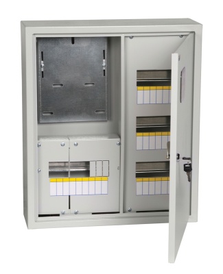 Щит распределительный IEK MKM32-N-24-31-ZO ЩУРн-3/24зо-1 36 УХЛ3 навесной 480мм 165мм 560мм 24мод. металл IP31 серый с возможностью установки счетчика (упак.:1шт)