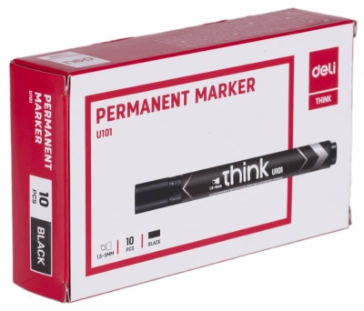 Маркер перманентный Deli EU10120 Think скошенный пиш. наконечник 1.5-5мм черный