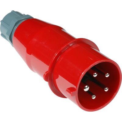 Вилка IEC 309 трехфазная, папа, 32A, 380V, разборная, красная (LAN-IEC-309-32A3P/M)