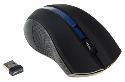 Мышь Оклик 615MW черный/синий оптическая (1000dpi) беспроводная USB (2but)