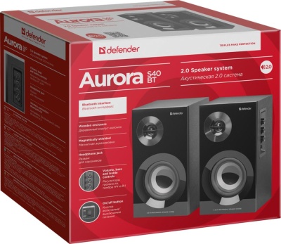 Колонки Defender Aura Aurora S40 2.0 черный 40Вт BT беспроводные BT