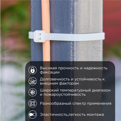 Rexant (07-1020) Хомут nylon 9.0 х 1020 мм 100 шт  белый